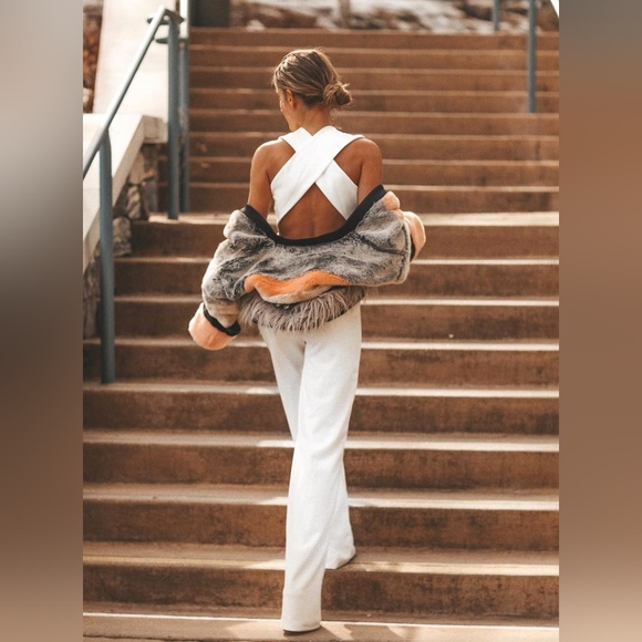 New, Thinking Out Loud White Backless Jumpsuit - Picture 6 of 6